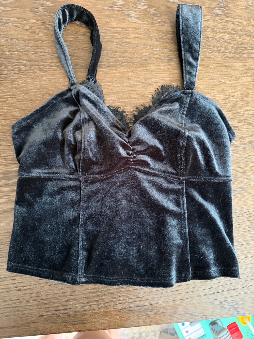 Abercrombie & Fitch Black Velvet Lace-Trim Camisole